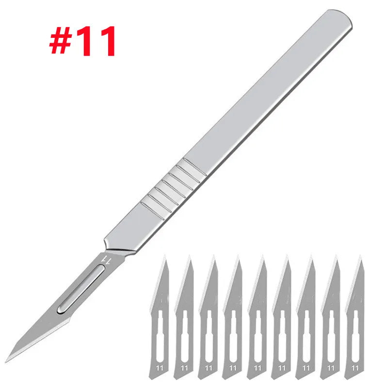 11# 23# Carbon Steel Carving Metal Scalpel Blades Handle Scalpel DIY Cutting Repair Animal Surgical Knife Tool Kits Box Non Slip