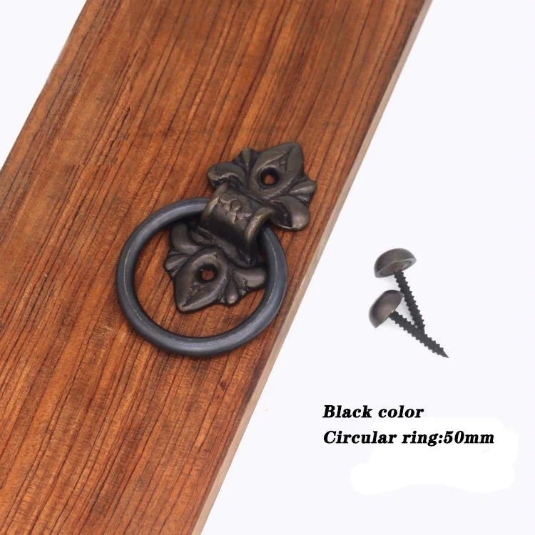 Old Ring Door Knocker Brass Bronze Knob for Cabinet Classics Gate Round Ring Handle Retro Entrence Door Knock Home Hardware