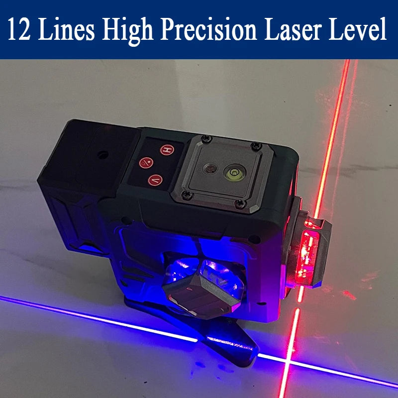 Laser Level 3D 4D 8/12/16 Line Powerful Purple Light Digital Display 360° Horizontal Vertical Self-Leveling System Measure Tools