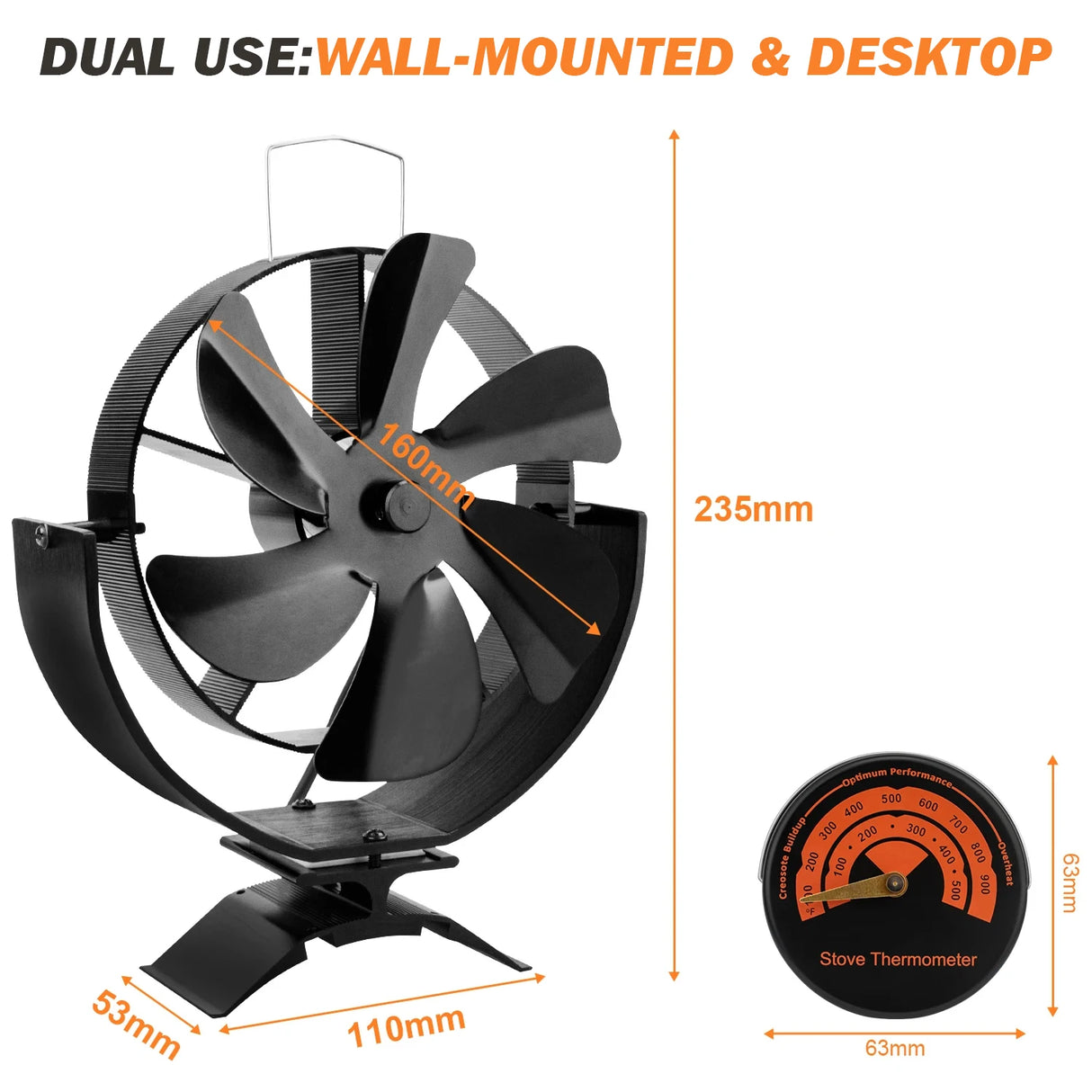 6 Blades Heat Powered Stove Fan 360 Rotating Fireplace Fan Log Wood Burner Eco-fan Quiet Stove Fan Efficient Heat Distribution