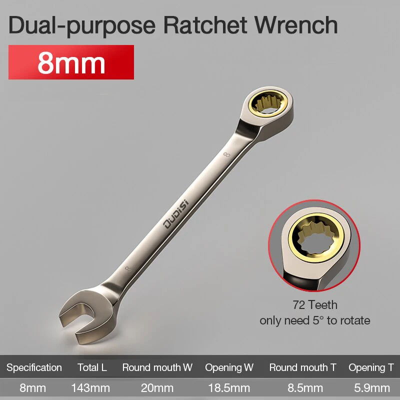 1Pc Key Wrench Flexible Golden Ratchet Wrenches Torque Universal Spanners for Car Repair Tools Metric Hand Tool
