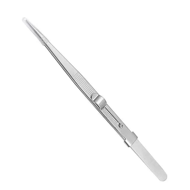 16CM Professional High Precision Stainless Steel Jewelry Tweezers Sandblasting DIY Diamond Gem Jewelry Jeweler's Slotted Buckle