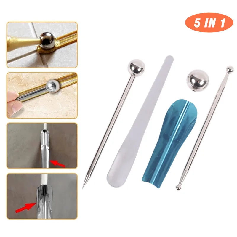 5pcs Caulking Nozzle Applicator Finishing Tool Spatula Plastic Glue Shovel Tile Brick Joints Floor Silicone Remover Grout Kit