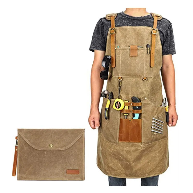 Apron Carpenter Electrician Barber Suspender Style With Pocket Apron