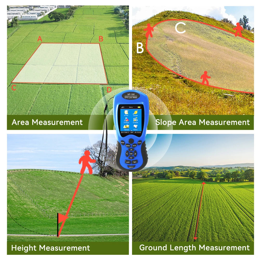 NOYAFA NF-198 GPS Land Meter LCD Display Land Survey Equipment GPS Land Mapping Machine Distance Area Measurement Tool