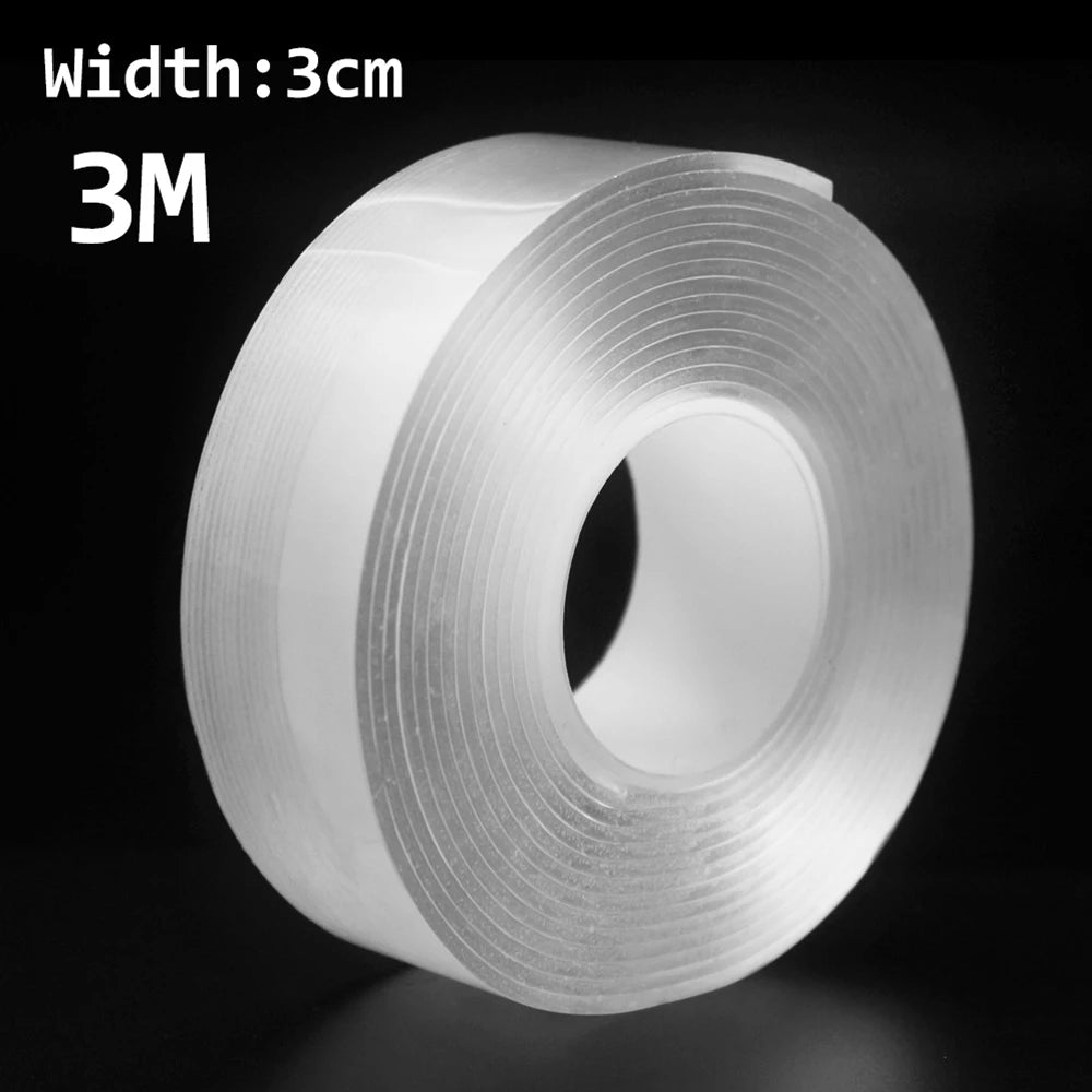1/3/5M Traceless And Reusable Waterproof Double-sided Tape Nano Tape, Suitable For Kitchen, Bathroom, Office And Other Supplies