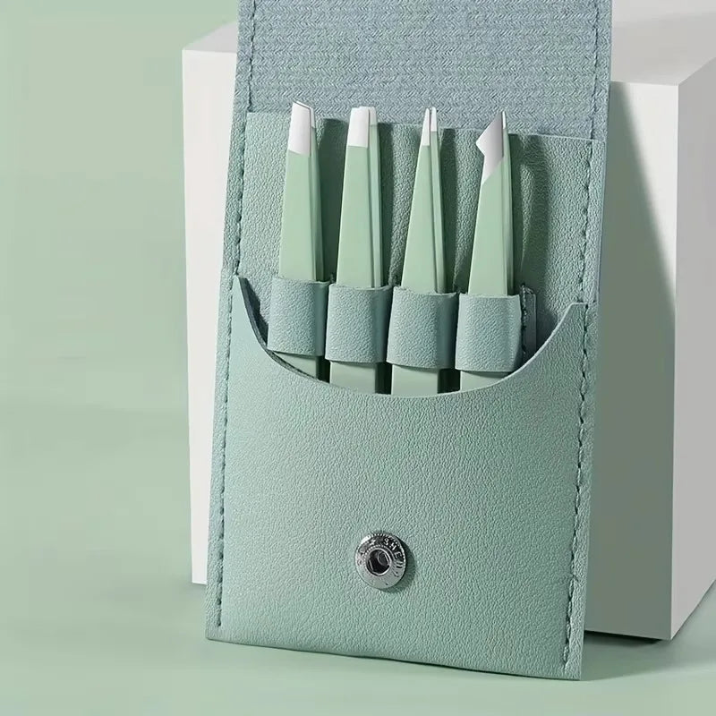 Hair Removal Tweezers Stainless Steel Eyebrow Tweezers Pink Slanted Black Tip Point Face Harmless Makeup Beauty Tool Black