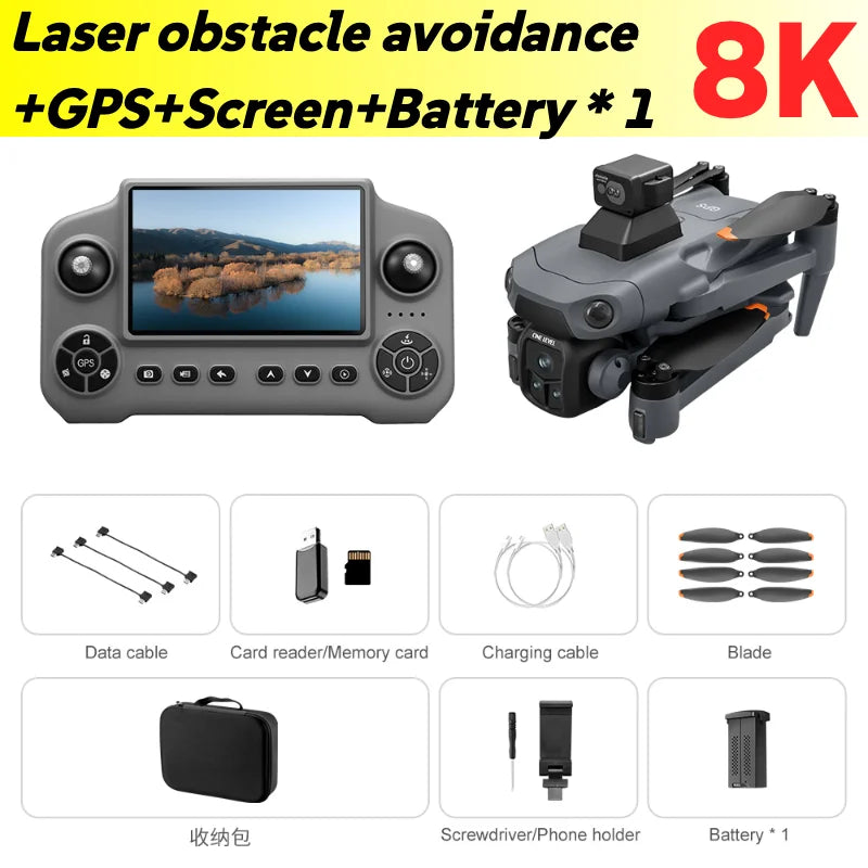 Lenovo V918 Max Drone with LCD Screen Remote Control GPS Laser Obstacle Avoidance 8K Professional Camera FPV 3000M RC Gifts