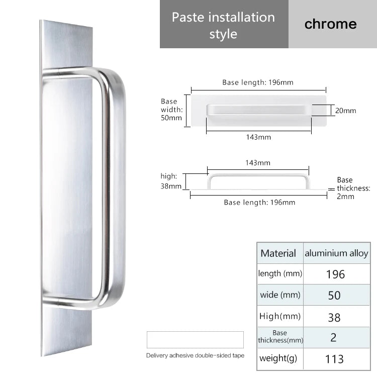 Self-adhesive Aluminum Alloy Door Handle Toilet Door Window Cabinet Sliding Door Barn Door Punch-free Pulls
