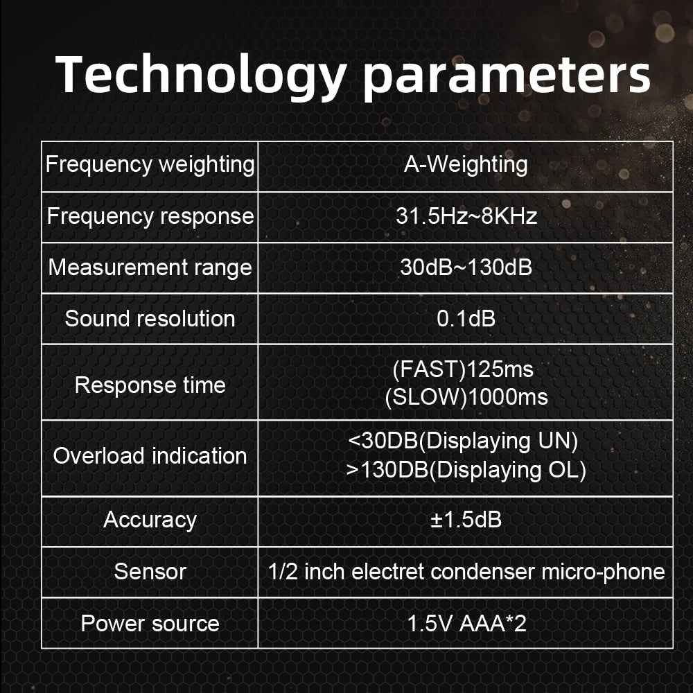 MASTFUYI Noise Meter Sound Level Meter A Weighted 30dB to 130dB Fast Response Audio Noise Meter Maximum display Decibel counter