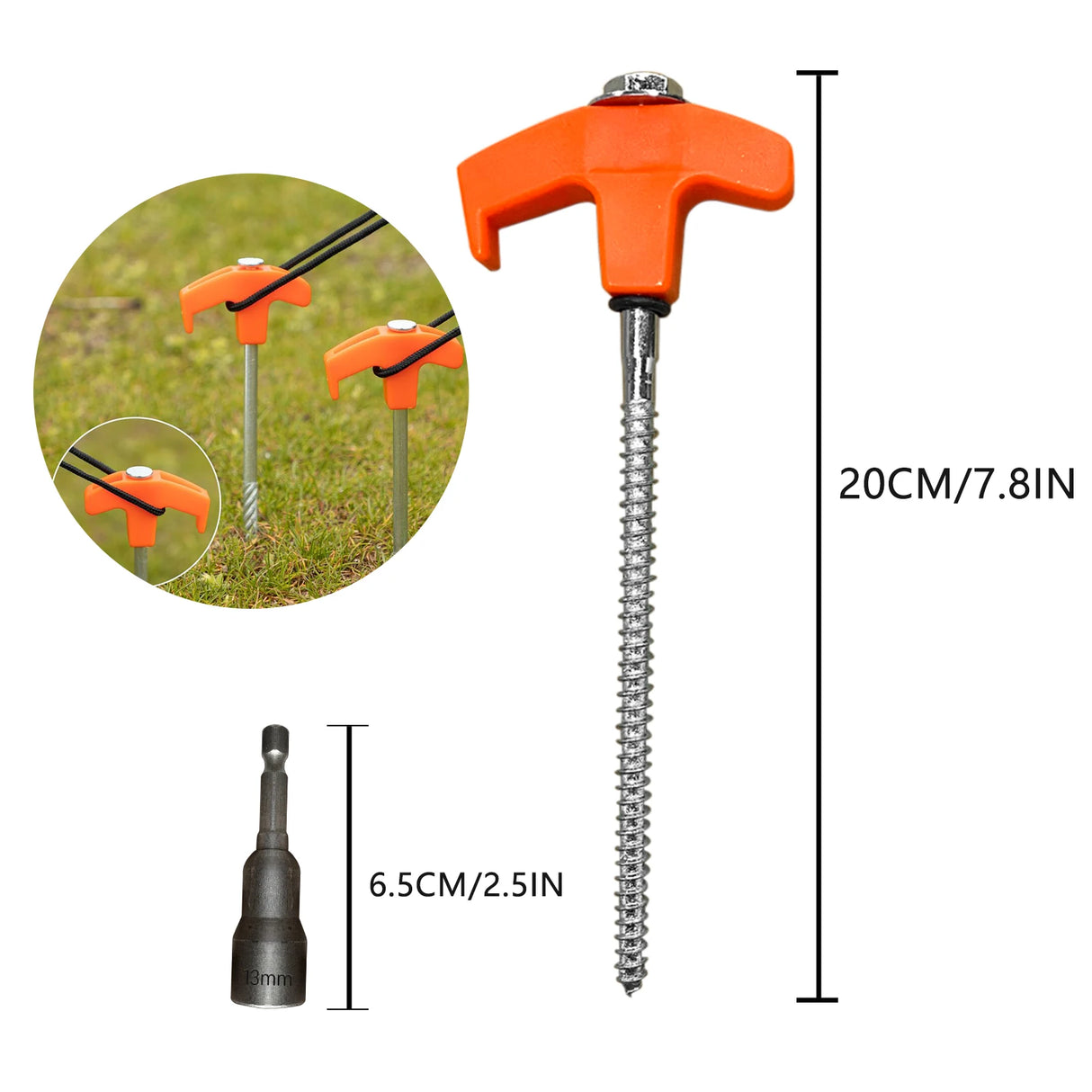 6/12/20/40Pcs Outdoor Camping Screw Pegs Tent Drill In Drill Top with Hex Socket Heavy Duty Ground Pegs Awning Pegs Tent Pegs