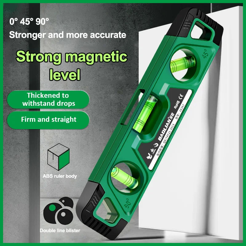 225MM Three Bubble Level Ruler High Precision Spirit Level Magnetic Lever Angle Gauge Finder Leveling Aligner Woodworking tool
