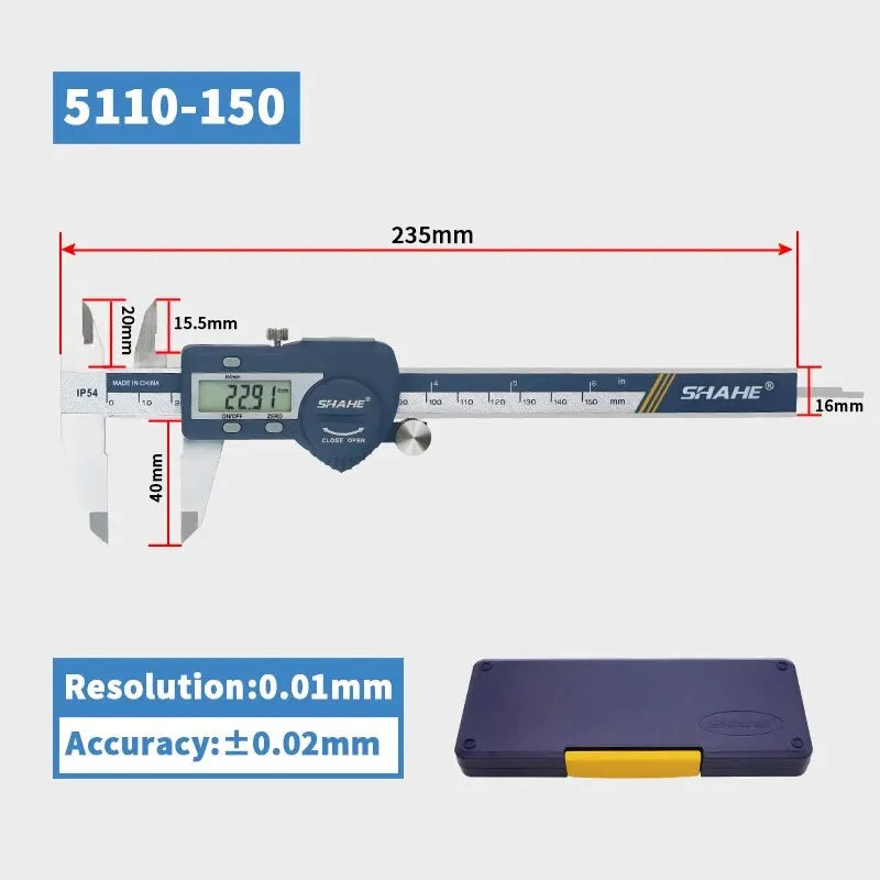 SHAHE Hardened Stainless Steel Digital Caliper Electronic Vernier Caliper Micrometer Measuring Tools