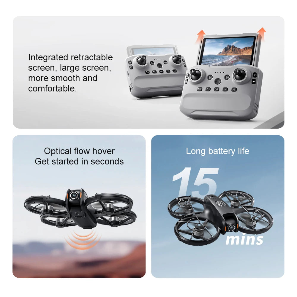 M5 Drone Screen Remote Control Brushless MotorHeadless Mode Helicopter Optical Flow Quadcopter Dron RC Toys for Boy Gift