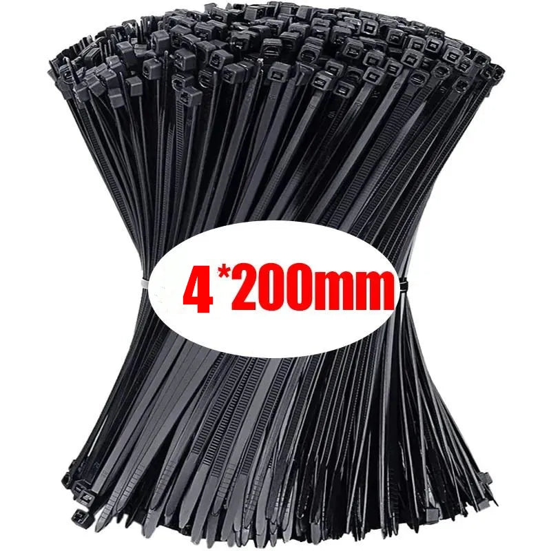 500/100Pcs Wholesale Plastic Nylon Cable Ties Self-locking Cord Straps Adjustable Cables Fastening Loop Home Office Wire Zip Tie
