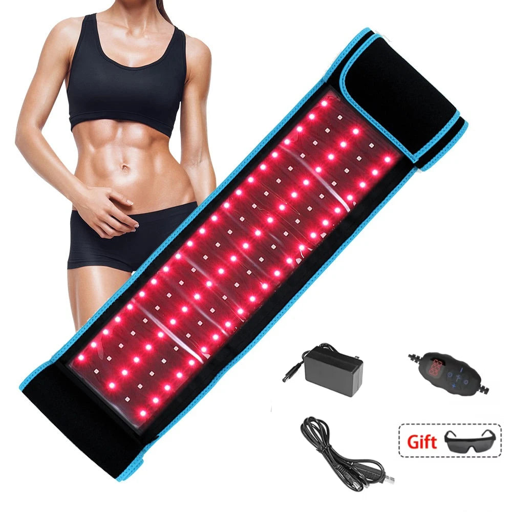 Near Infrared&Red Light Therapy Wrap Belt 660nm&850nm for Body Pain Relief Wearable Pad for Waist Back Stomach Muscle Beauty