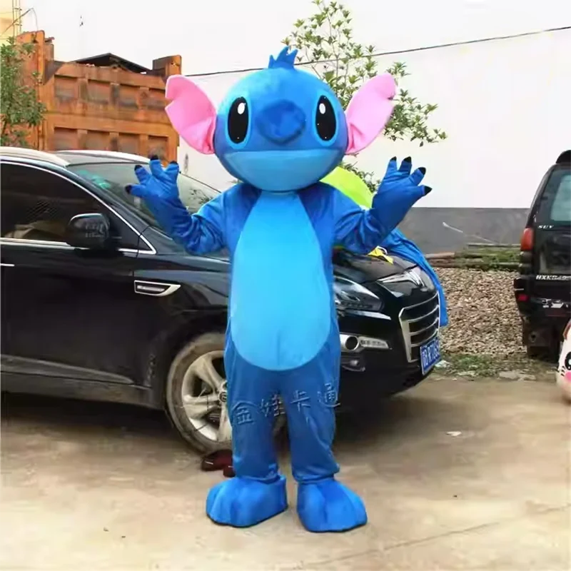 Plush Blue Stitch Mascot Costume Disney Angel Cartoon Fur Cosplay Suit Adult Advertising Fancy Dress Carnival Party Halloween
