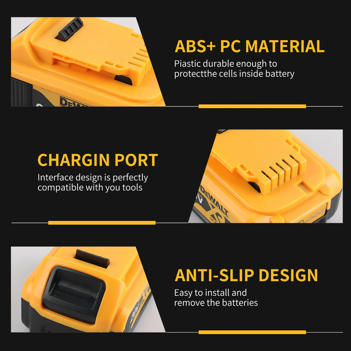 DEWALT 20V 6.0AH Original Backup Lithium Battery DCB206 (3 - pack) - Long - lasting Power, Worry - free Charging