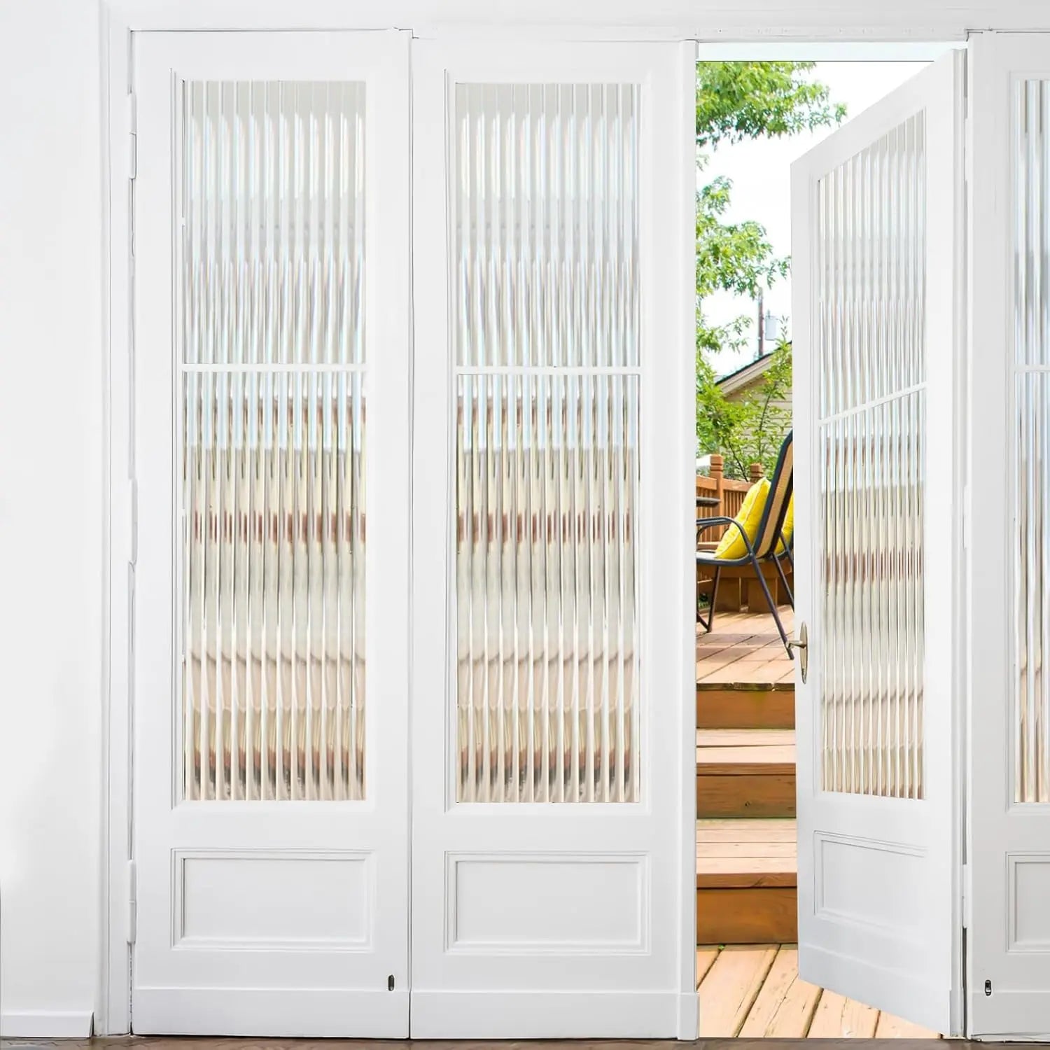 Reeded Glass  Window Privacy Film Frosted Window Vinyl 3D Decorative Window Decals Non Adhesive Bathroom Living Room