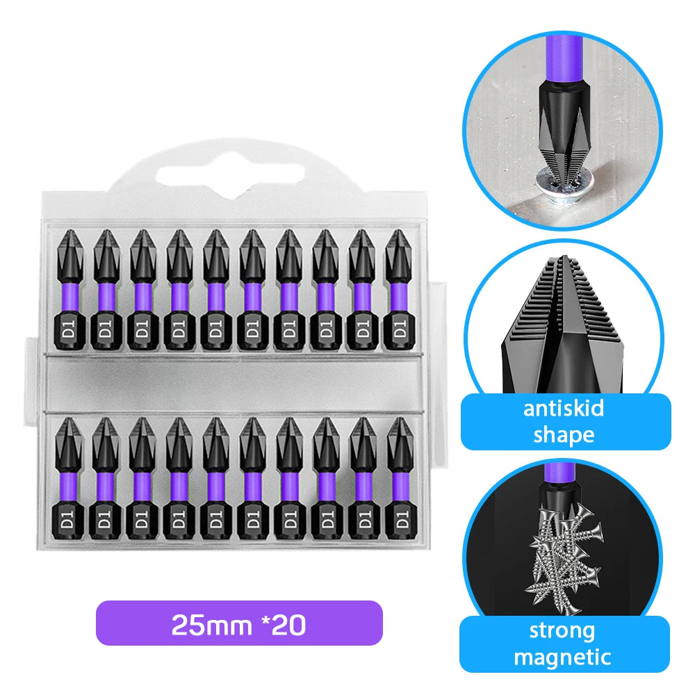 10/20PCS PH2 Impact Driver Bit Set Magnetic Cross Screwdriver Set Impact Drill Bit Screw Alloy Steel Non-slip Cross Screwdriver
