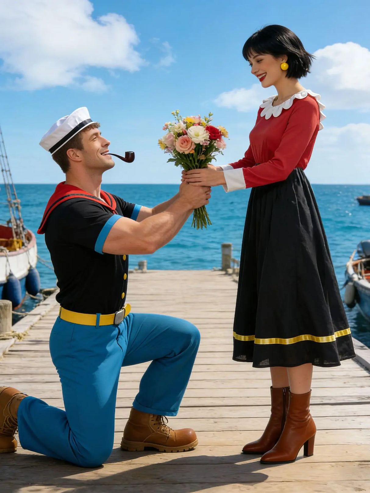 Carnival Halloween couple costume cosplay Popeye role-playing sailor costume couple stage performance costume