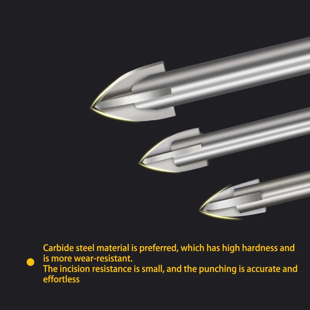 5/6Pcs Set Cross Hex Tile Drill Bits Set for Glass Ceramic Concrete Carbide Hole Opener Brick Hard Alloy Triangle Bit Tool Kit