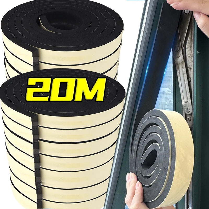 20/2M Foam Door Window Sealing Strip Self-adhesive Seam Sliding Strips Dustproof Soundproof Home Insulation Anti Collision Tape