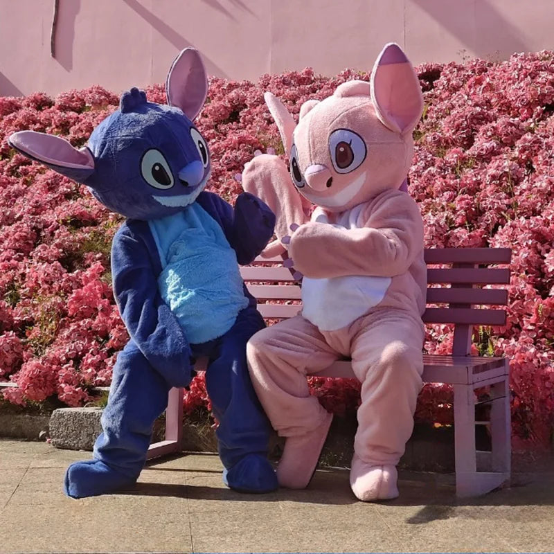 Plush Blue Stitch Mascot Costume Disney Angel Cartoon Fur Cosplay Suit Adult Advertising Fancy Dress Carnival Party Halloween
