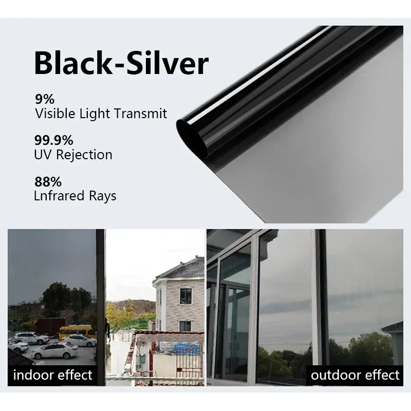 Window Film Privacy vinyl glass window One Way Daytime Privacy Static Cling Blocking Anti UV Reflective  adhesive vinyl for car