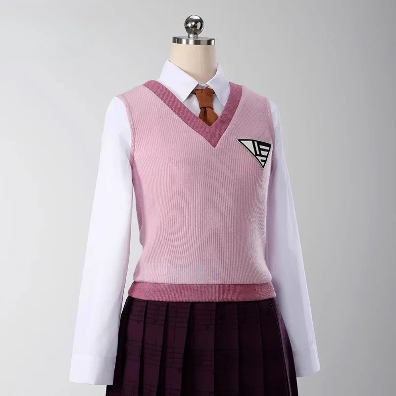 Anime Kaede Cosplay Akamatsu Costume White Shirt Pink Vest Skirt JK School Uniform Role Play Outfit Halloween Carnival Party