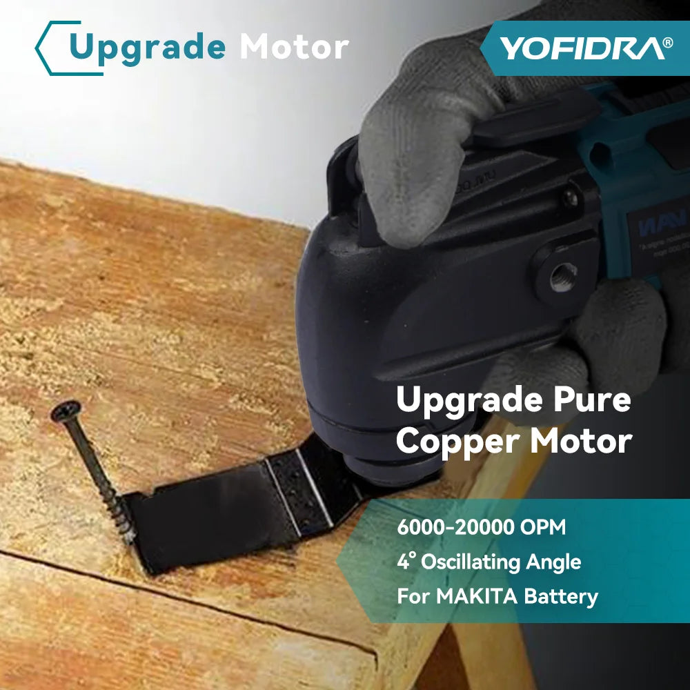 YOFIDRA Electric Saw Oscillating Multi Function Tool Cordless Trimmer Shovel Woodworking Cutting Machine For Makita Battery Pin