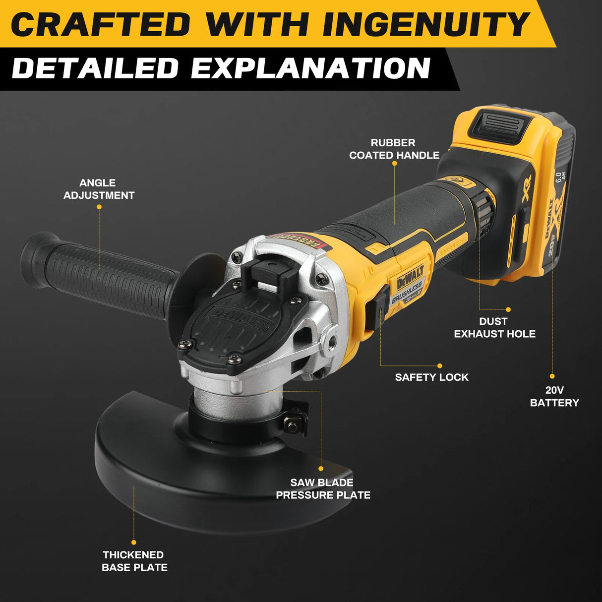 2025 DEWALT DCG405FN/NT 125mm flat head angle grinder bare machine tool cutting machine 20V lithium battery brushless tools