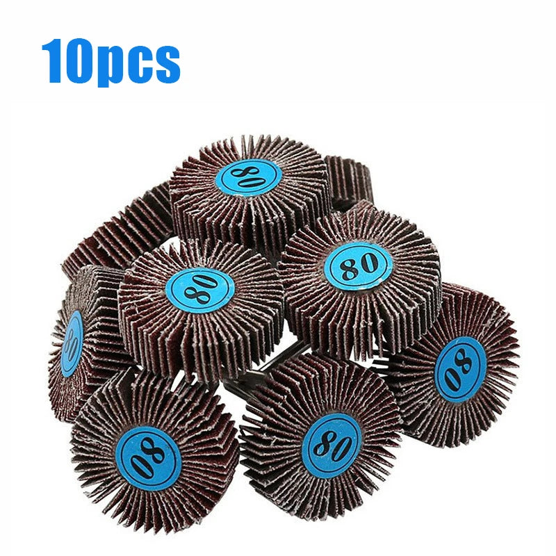 5/10pcs Louver 80 Grit Grinding Sanding Sandpaper Flap Wheel Discs 3.0mm Shank Shutter Polishing Wheel For Dremel Rotary Tools