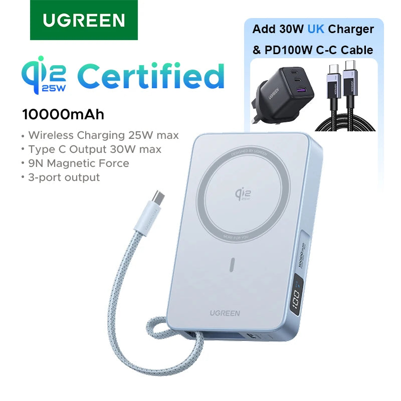 UGREEN 10000mAh portable power bank 25W fast charging