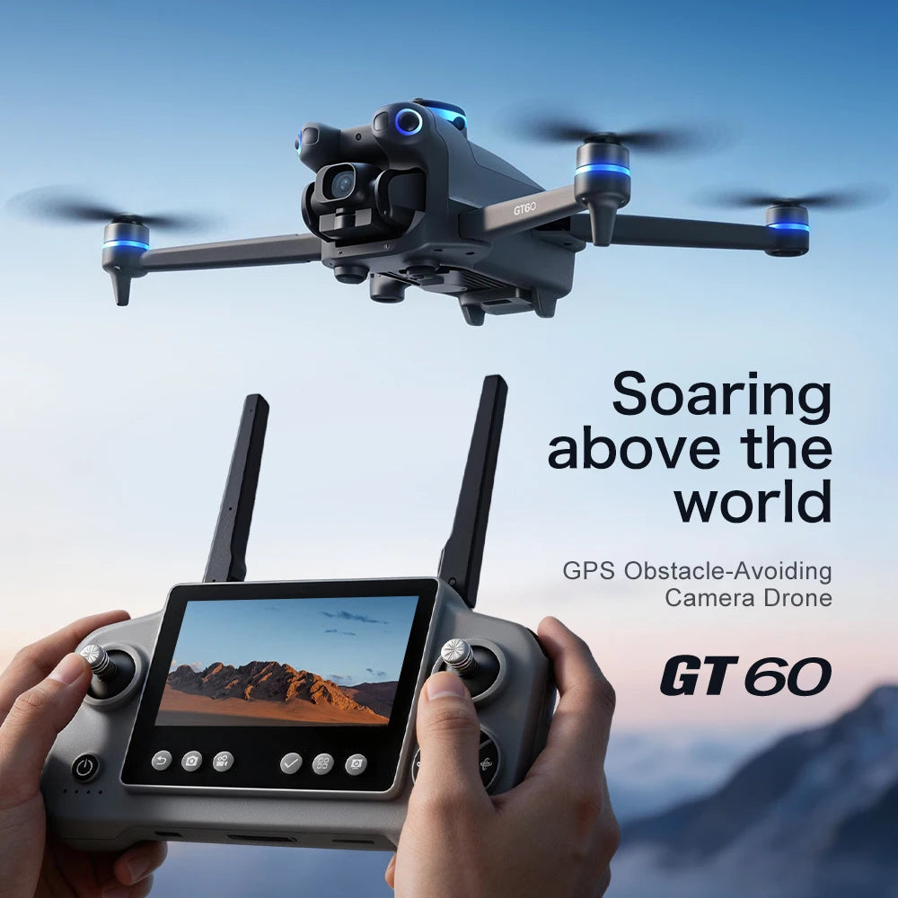 Lenovo GT60 GPS Foldable RC Quadcopter 4.3 Inch Screen 4K HD 8K Brushless Airdrop 5G FPV Dual Camera Drone High Quality PremiumX