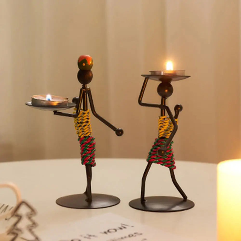 Nordic Metal Candlestick Abstract Character Sculpture Candle Holder Decor Handmade Figurines Home Decoration Art Gift