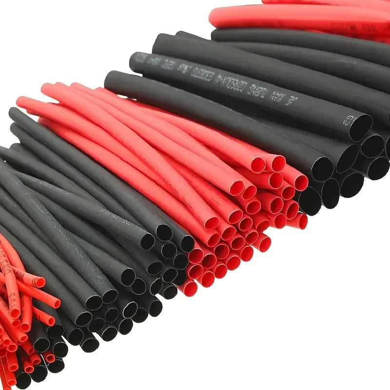 127PCS Black Red Heat Shrink Tubing 2:1 Assortment Polyolefin Tube Car Cable Sleeving Wrap Wire Kit