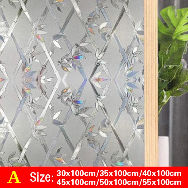 30-55*100cm PVC Self-adhesive No Glue Static Stick 3D Adsorption Window Film Anti-uv Stickers Privacy Blocking Waterproof