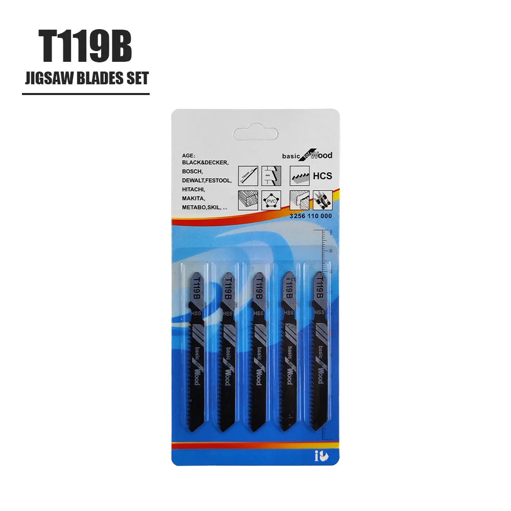35Pcs Jigsaw Blades Set T-Shaft HCS Assorted Jig Saw Blades for Wood Plastic and Metal Cutting Blades forBlack & Decker Metabo