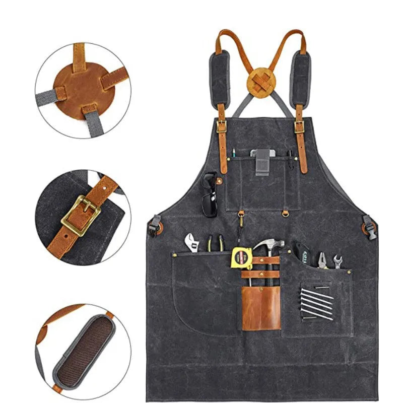 Apron Carpenter Electrician Barber Suspender Style With Pocket Apron