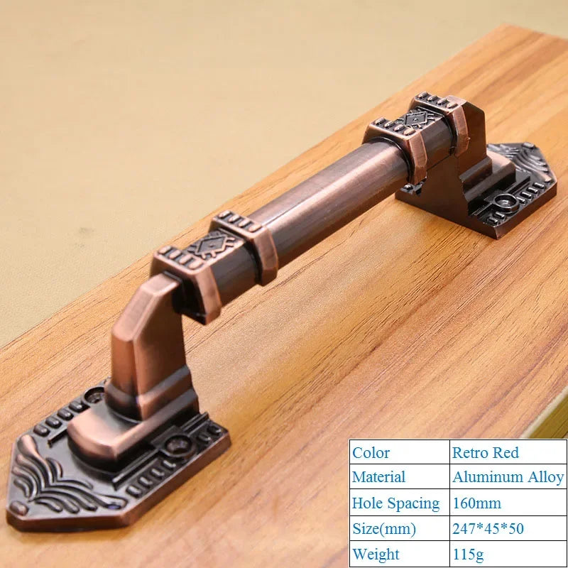 High Quality Decorative Furniture Wood Barn Door Handle Antique Imitate Copper Aluminum Alloy European Drawer Flush Handles
