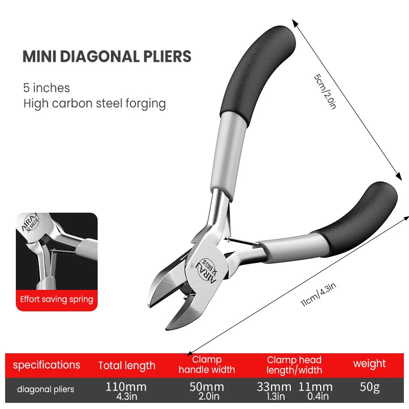 AIRAJ Mini Cutting Pliers Multi-Function Electrical Wire Cable Cutters Tools Stainless Steel Nipper Side Shear Snips Hand Tools
