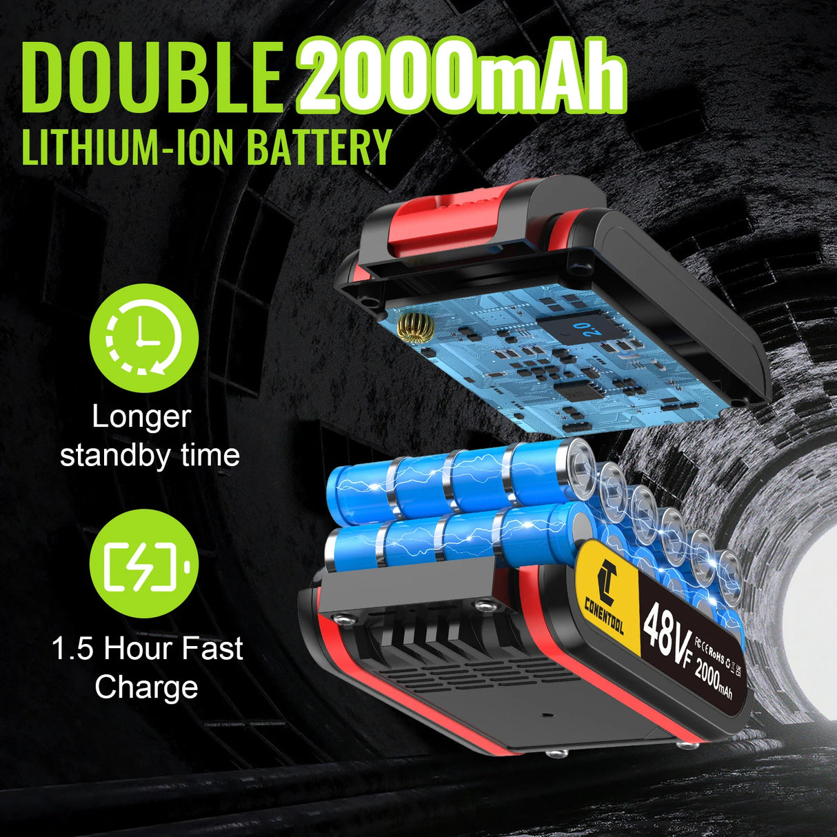 Electric Screwdriver 48V Lithium-Ion, 36Pcs Cordless Drill Driver Set, LED Work Light, Electric Drill Quick Changer Power Tool