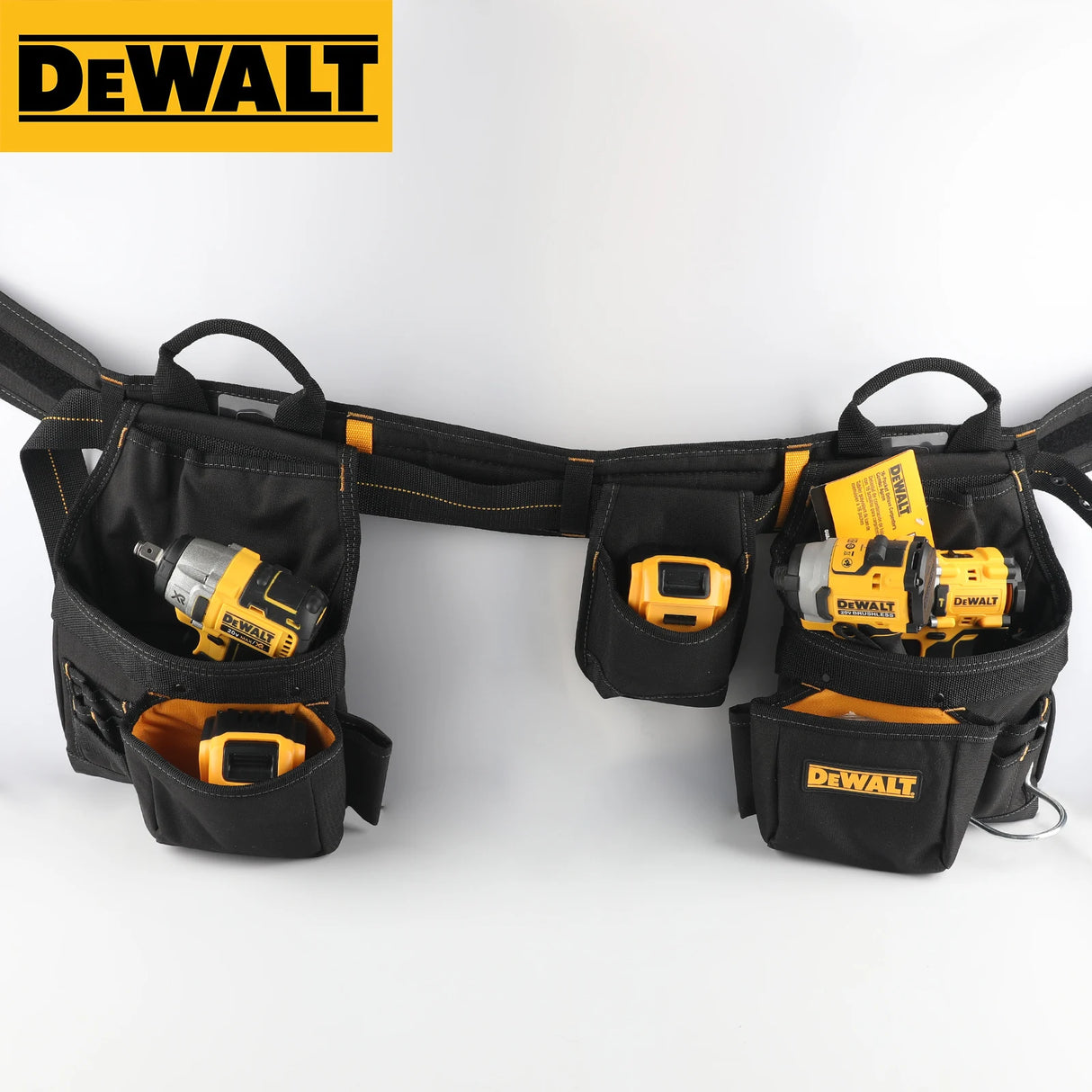 DeWalt Multi-Pocket Tool Waist Pack-Durable, Adjustable Belt, Hammer Loop, Organizer for Tools & Accessories, Lightweight Design