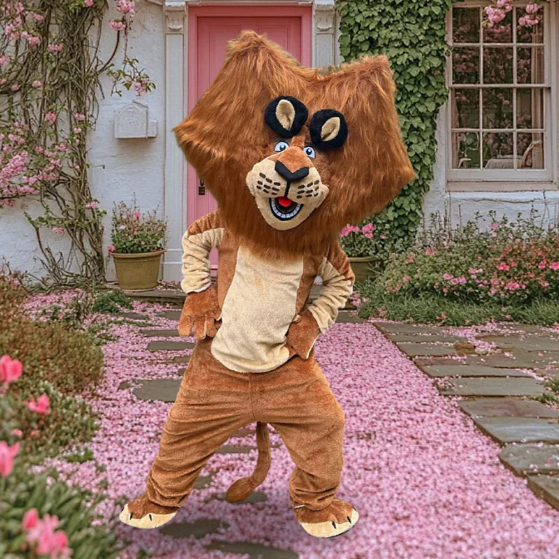 Cartoon Brown Lion Mascot Costume Adult Animal Character Lion King Cosplay Mascotte Fancy Dress Theme Party Carnival Props