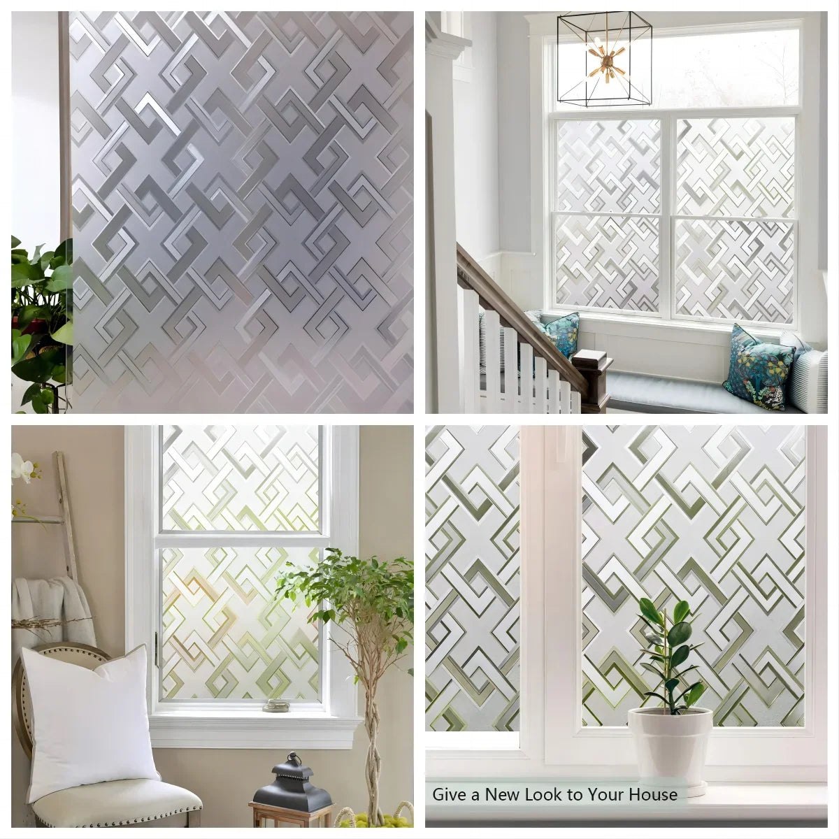 Window Privacy Film Frosted Glass Window Film Static Cling UV Blocking Removable Window Clings Opaque Window Stickers for Home