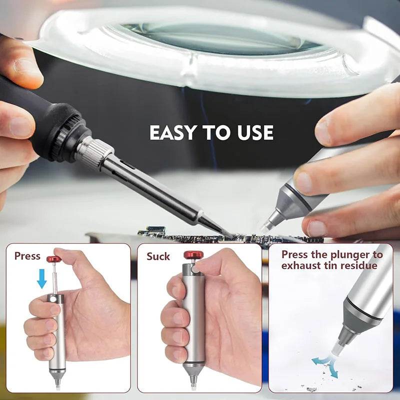 Solder Sucker No Clog Desoldering Pump for Solder Removing with Replaceable Heat Resistan Silicone Sucking Nozzle
