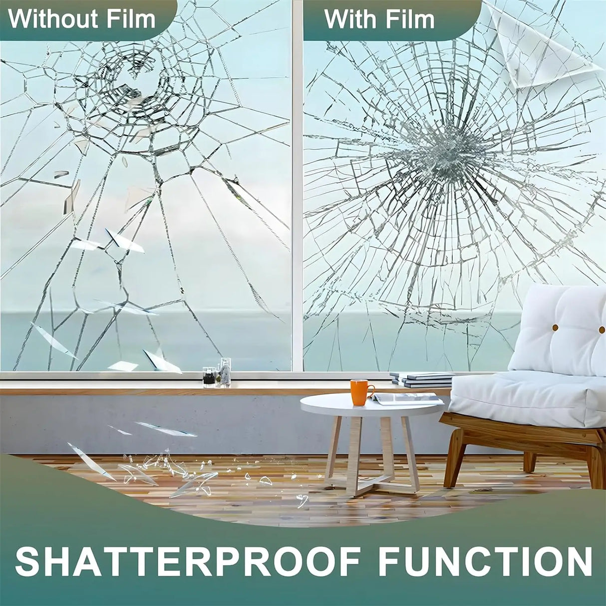 Clear Security and Safety Window Film Shatterproof Film for Glass Windows Anti Shatter Tempered Glass Cover Clings Film for Home