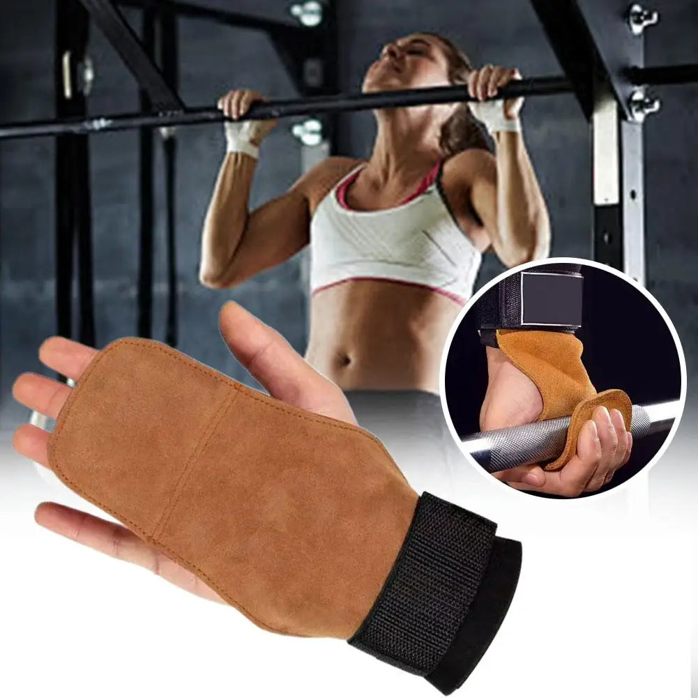 Cowhide Gym Gloves Grips Anti-Skid Weight Power Belt Pads Workout Gloves Belt Deadlift Crossfit Palm Lifting Fitness Protec S0H0