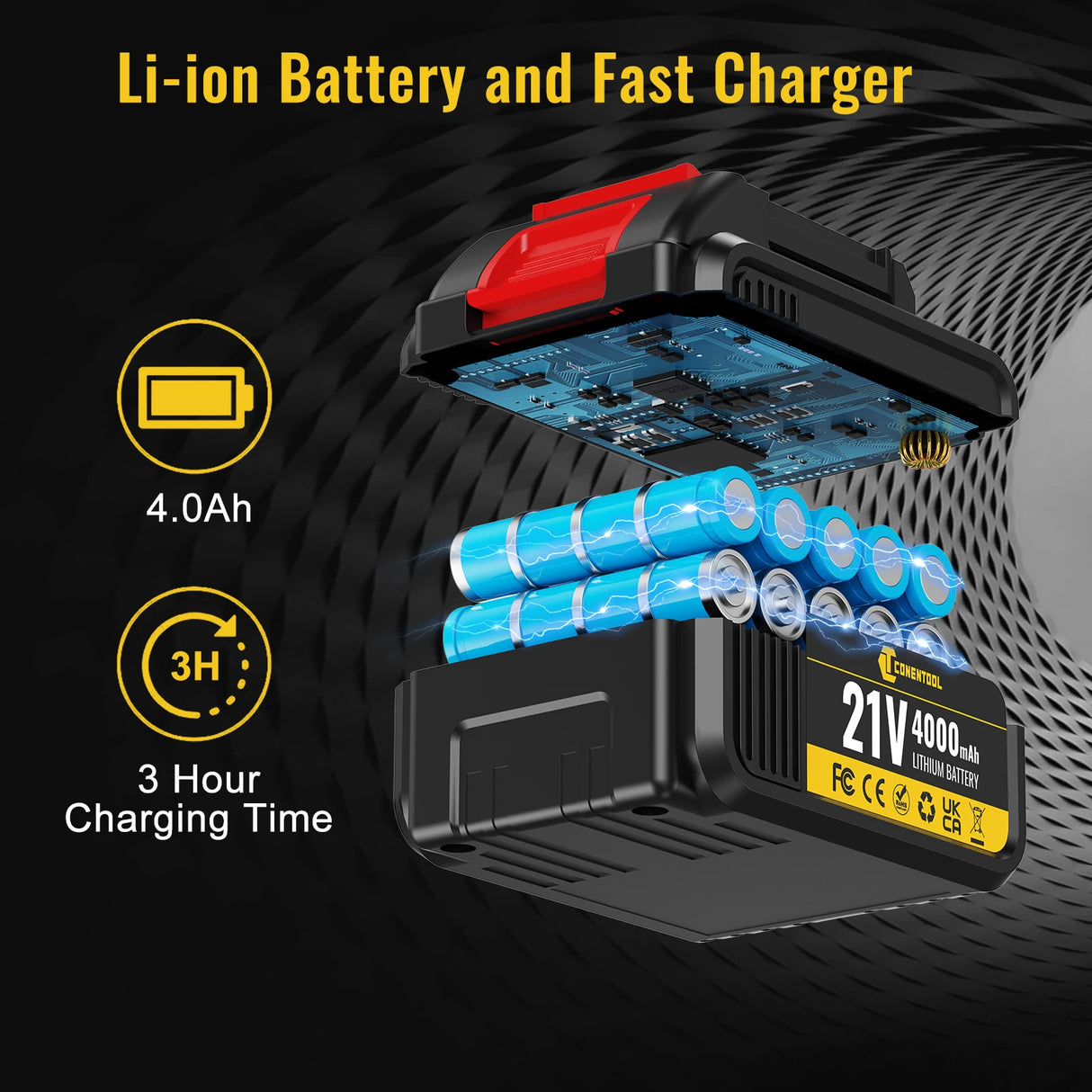 CONENTOOL 21V 520N.m Brushless Electric Impact Wrench Drill Driver Power Tool Combination 120N.m Drill Screwdriver with Battery